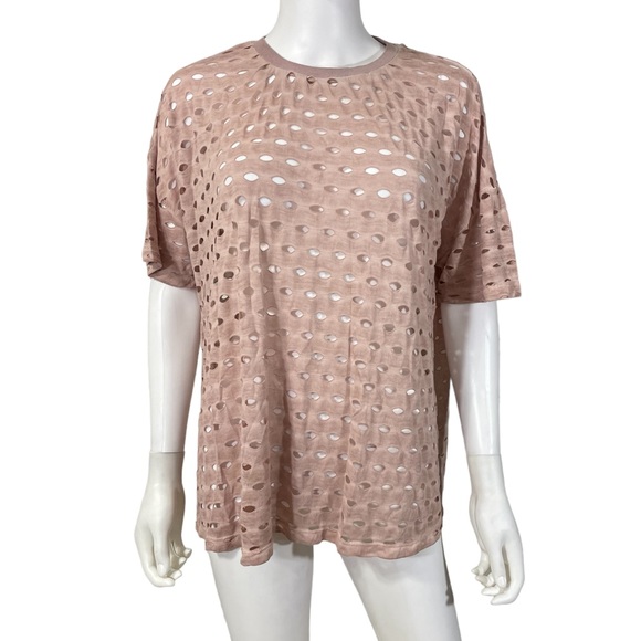 ASOS Tops - ASOS Pink Short Sleeve Polka Dot Holes Top Shirt